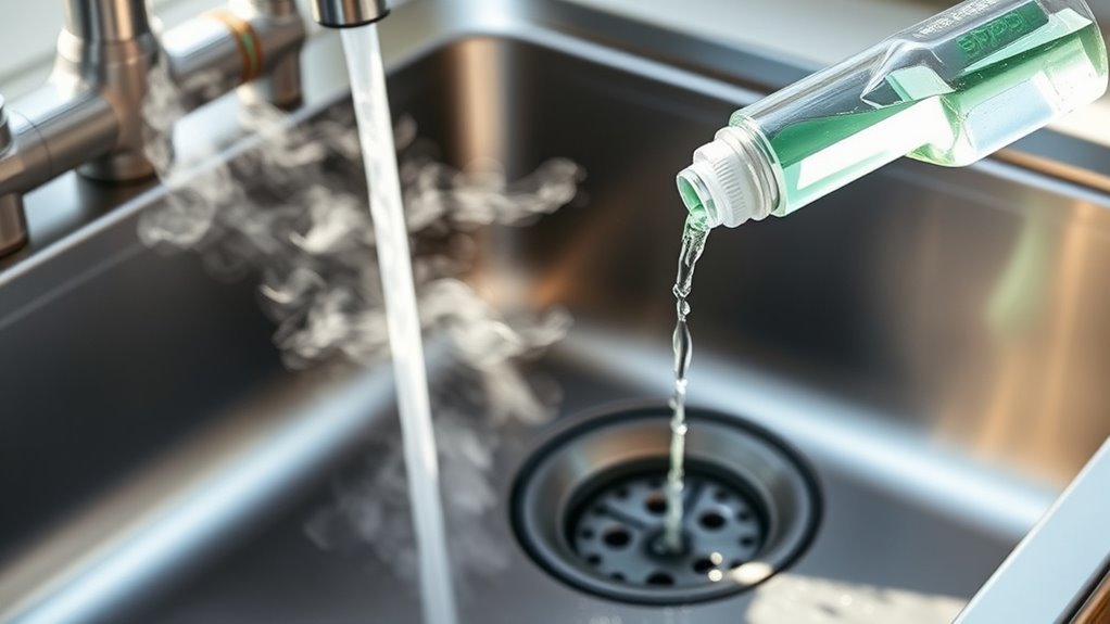 flush drains regularly with hot water