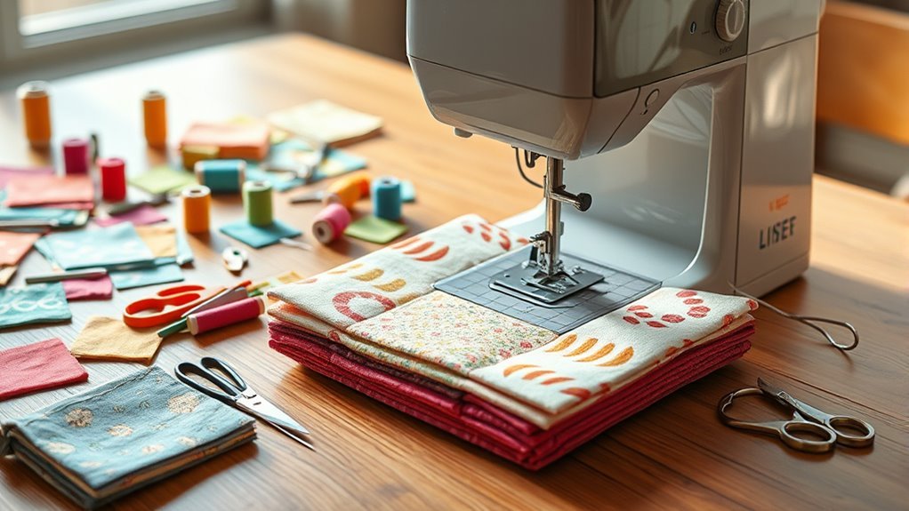 gather quilting tools and supplies